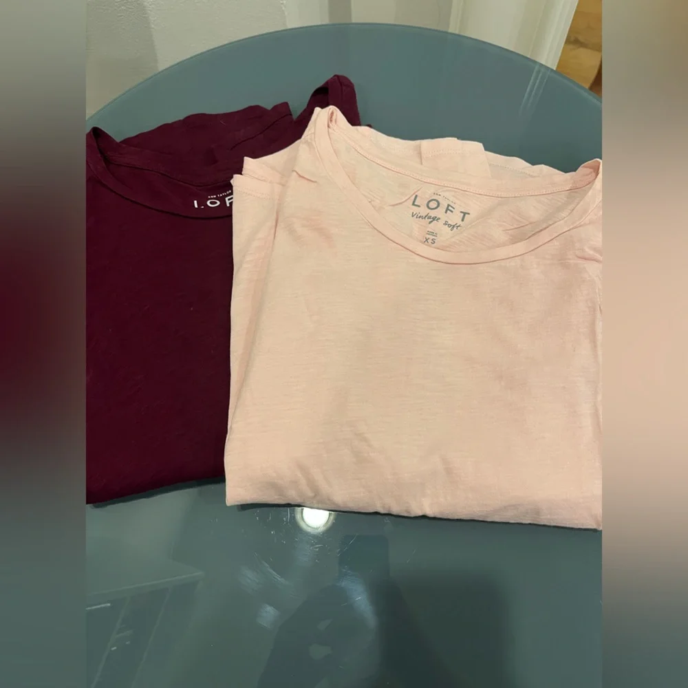 Two LOFT Vintage Soft Burgundy and Blush Pink Longsleeve Top - Picture 1 of 4